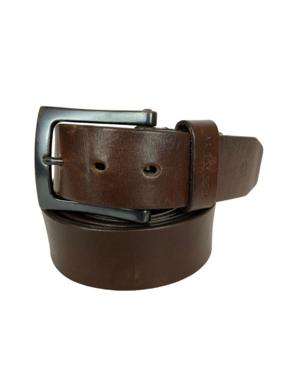 Carhartt Mens Anvil Belt Size 42 Brown Leather Work Casual Gunmetal Buckle
